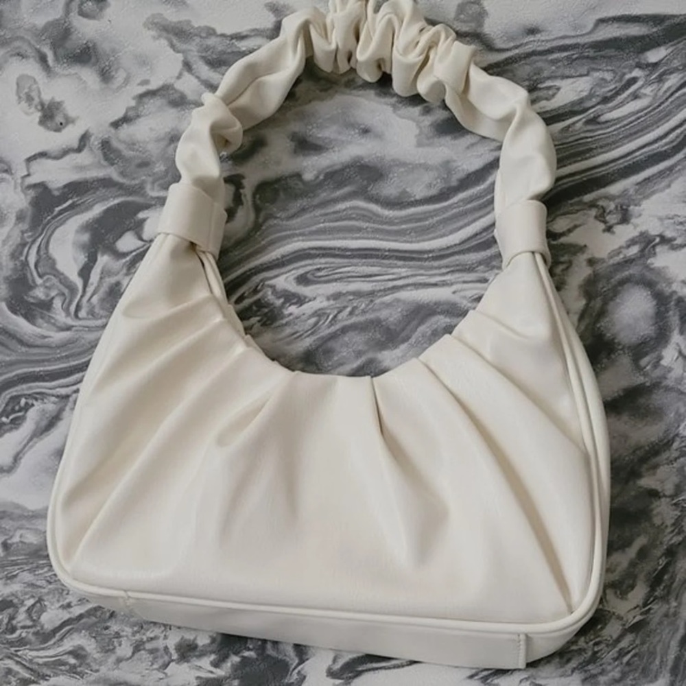 white ruched shoulder bag